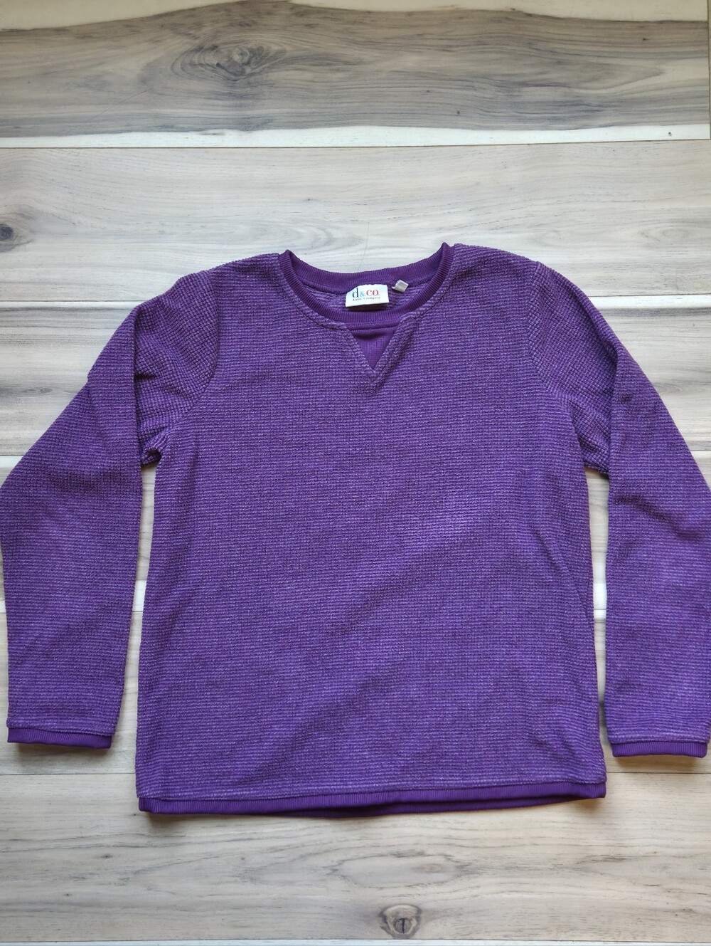 Vintage Style D&Co Purple Textured Knit Long Sleeve Sweatshirt M